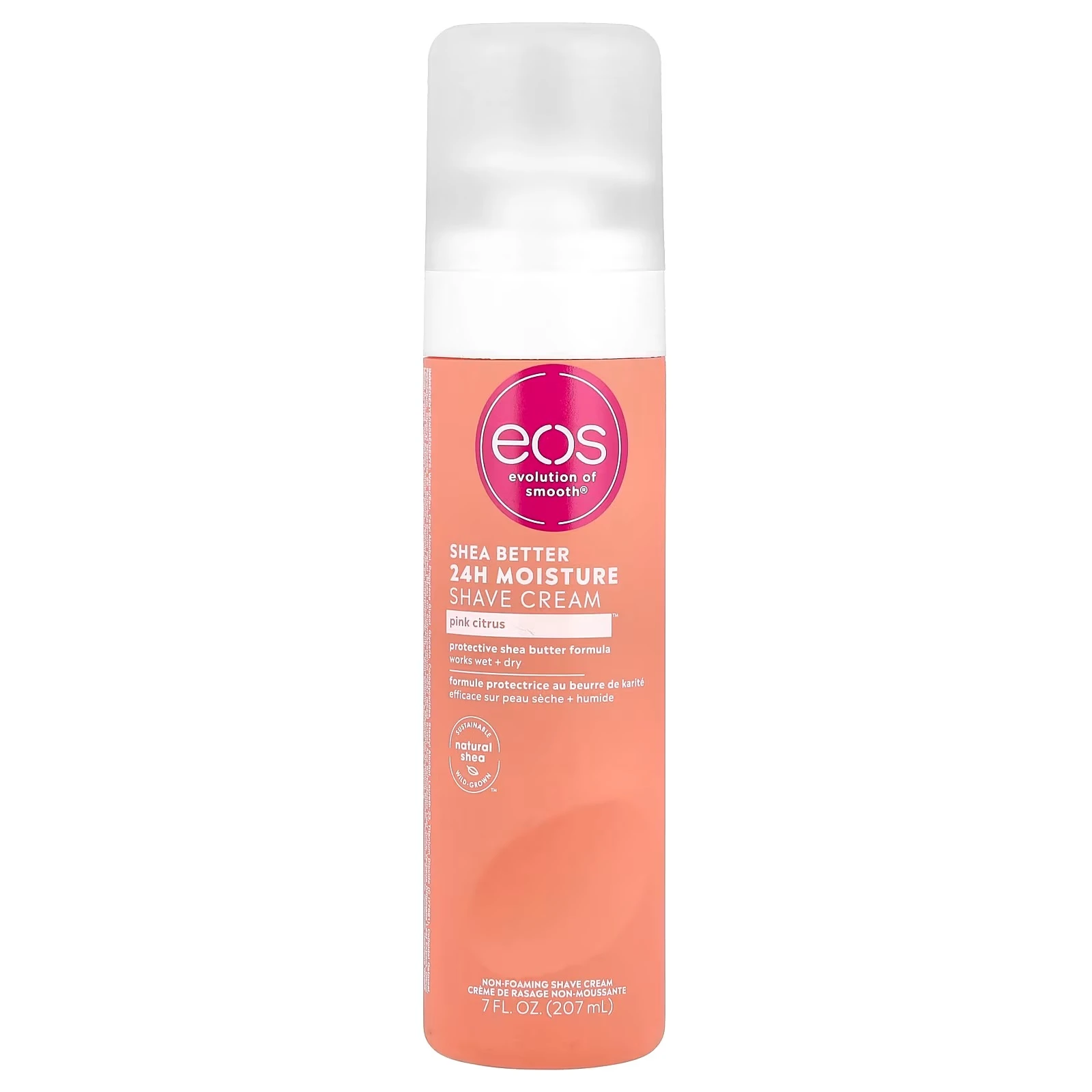 EOS, Shea Better™, 24 Hour Moisture shave Cream, pink citrus
