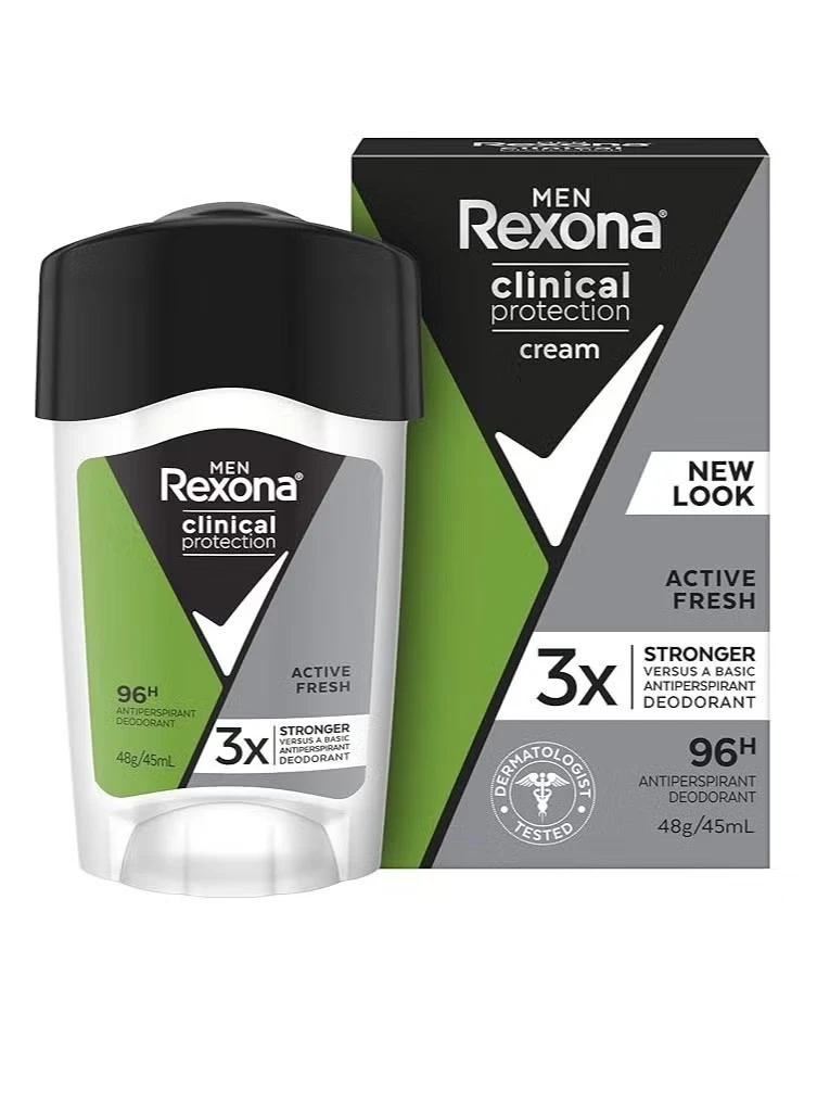 Rexona Men Clinical Antiperspirant Cream Stick Deodorant Clean Scent, 45ml, 96 Hour Protection